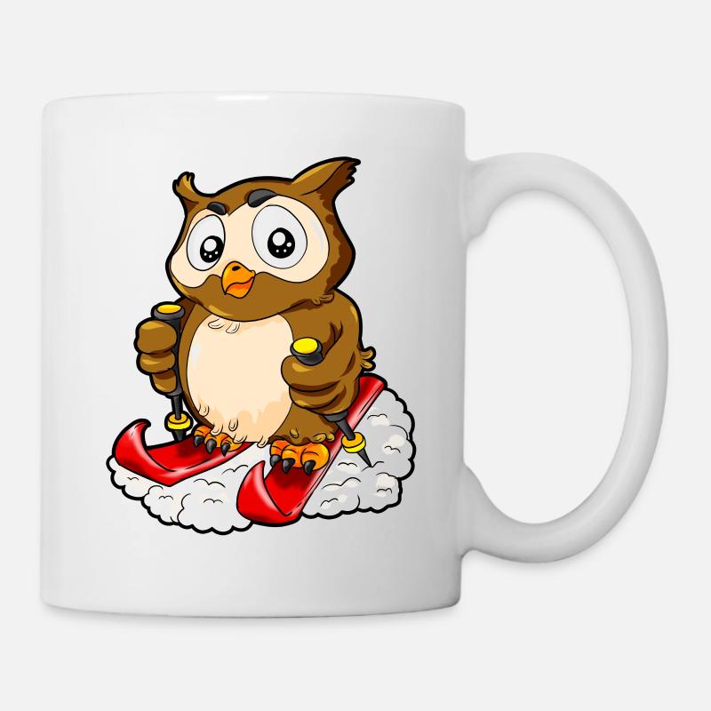 Ski hibou ski skier - Mug blanc - blanc