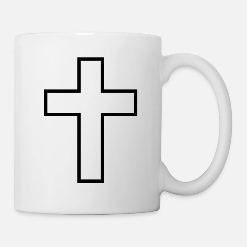 Black Cross / Cross In Black / Gift - Mug - white