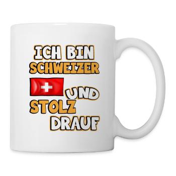 Schweiz Flagge. Ich bin Schweizer und stolz drauf. - Tasse - Weiß - Rechts