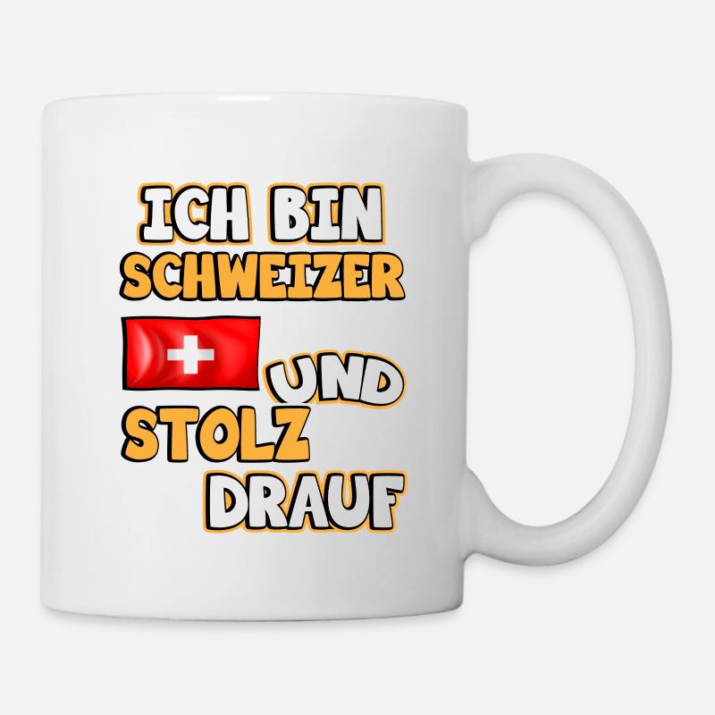 Schweiz Flagge. Ich bin Schweizer und stolz drauf. - Tasse - Weiß