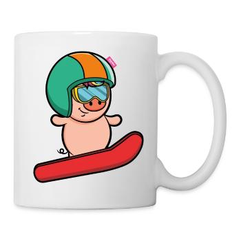 Snowboard pig lucky pig apres ski funny - Mug - white - Right