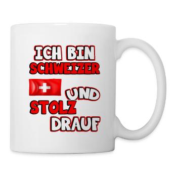 Schweiz Flagge. Ich bin Schweizer und stolz drauf. - Tasse - Weiß - Rechts