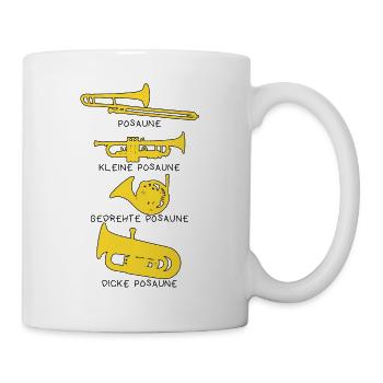 Trombone gift, funny brass band trumpet, tuba - Mug - white - Right