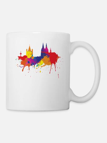 Köln Skyline Kölner Dom Bunt Farben Malerei - Tasse - Weiß