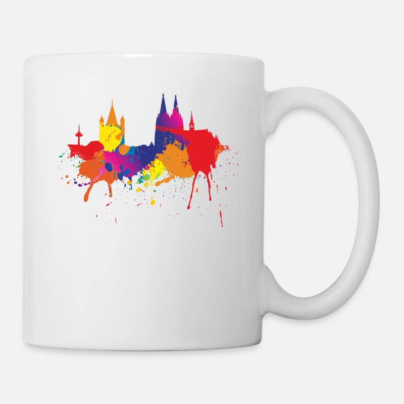 Köln Skyline Kölner Dom Bunt Farben Malerei - Tasse - Weiß