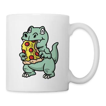 Small dino with pizza - Mug - white - Right