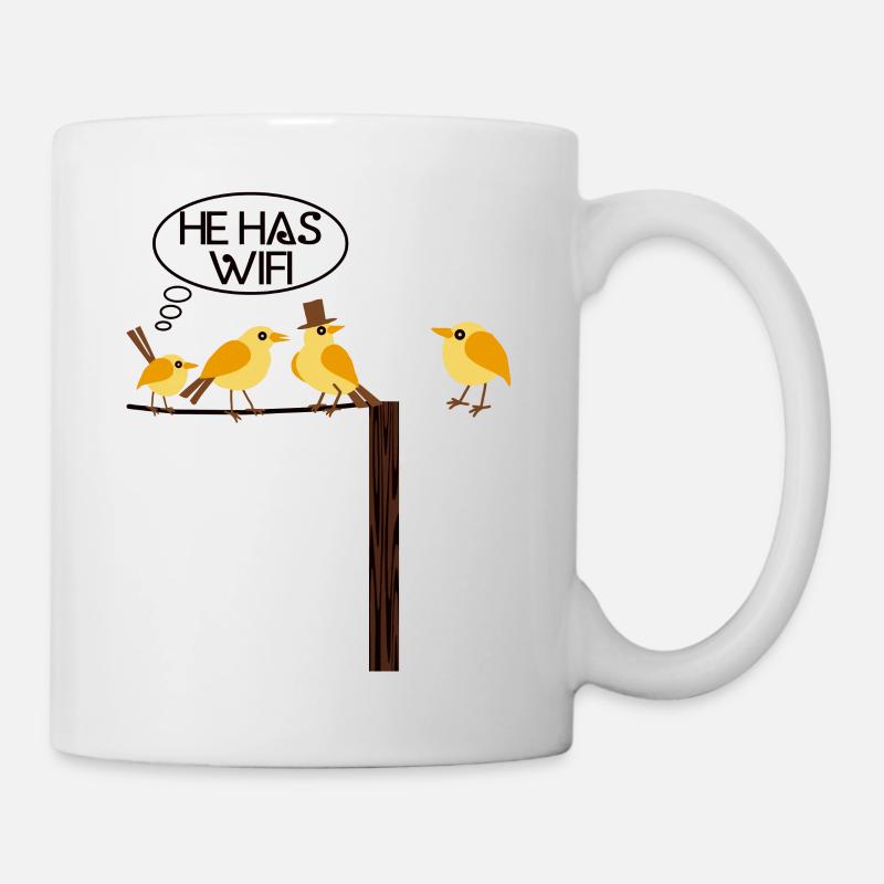 WLAN WIFI Vogel online Informatik - Tasse - Weiß
