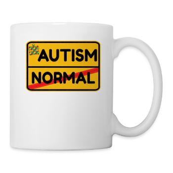 Straßenschild Autismus Behinderung Geschenk - Tasse - Weiß - Rechts