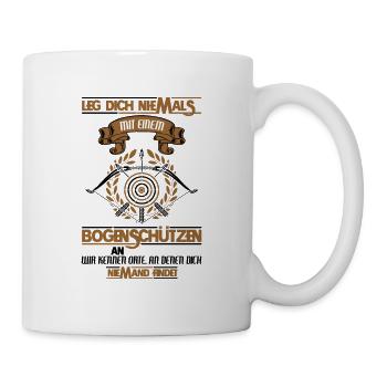 Leg Dich niemals mit einem Bogenschützen an - Tasse - Weiß - Rechts