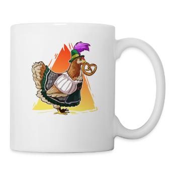Chicken dirndl bavaria pretzel gift - Mug - white - Right