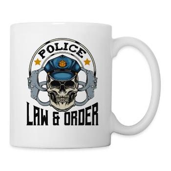Polizei Totenkopf Gesetz Totenschädel Geschenk - Tasse - Weiß - Rechts
