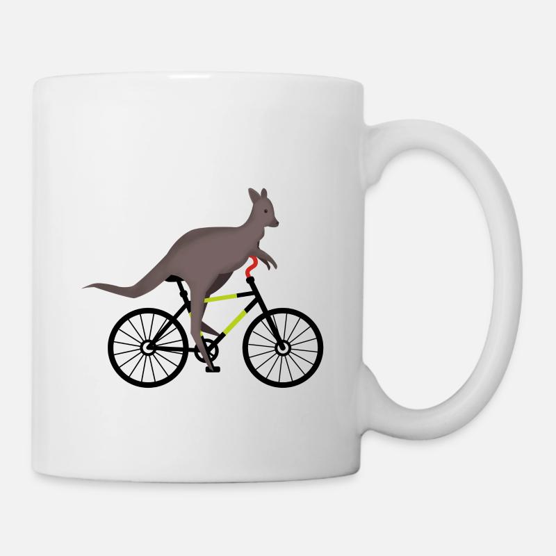 Kangaroo rides his bike - Mug - white
