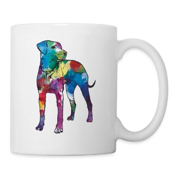 Silhouette colorée de chiens de chien Labrador - Mug blanc - blanc - Droite