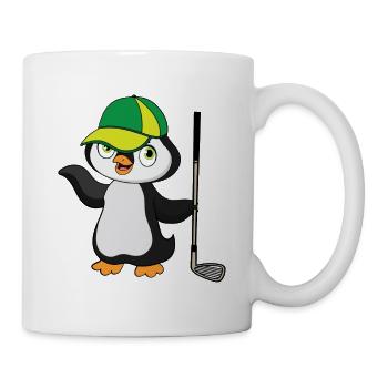 Golf-playing penguin with golf club and cap - Mug - white - Right