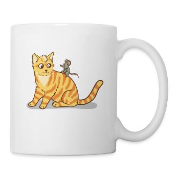 Kleine süße Katze mit Maus Freunde Kinder Baby - Tasse - Weiß - Rechts