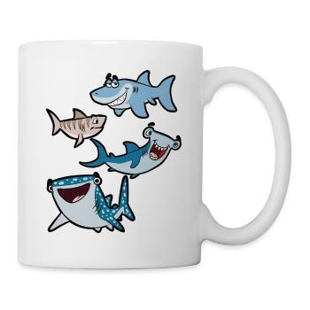Hammerhai Weißer Hai Tigerhai Haifisch Walhai - Tasse - Weiß - Rechts