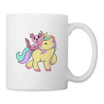 Axolotl Schwanzlurch Salamander mit bunten Einhorn - Tasse - Weiß - Rechts