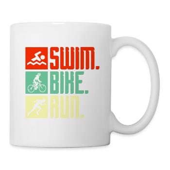 Triathlon Schwimmen Laufen Fahrrad Geschenk - Tasse - Weiß - Rechts
