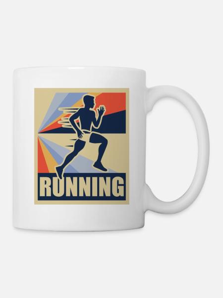 Running Retro Running Runner Sport Cadeau - Mug blanc - blanc