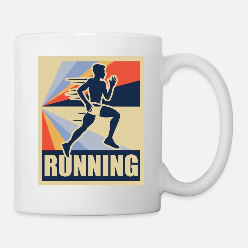 Running Retro Running Runner Sport Cadeau - Mug blanc - blanc