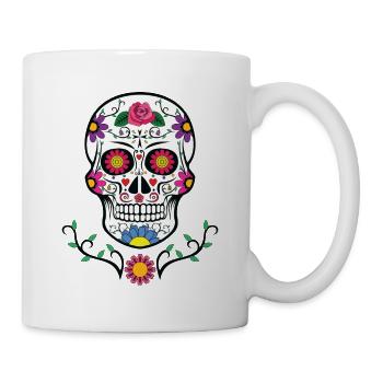 Skull - Colorful - Mustache - Beard - Mug - white - Right