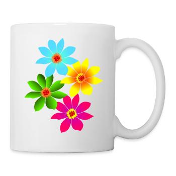 colorful flowers, blossoms, colorful bouquet of flowers - Mug - white - Right