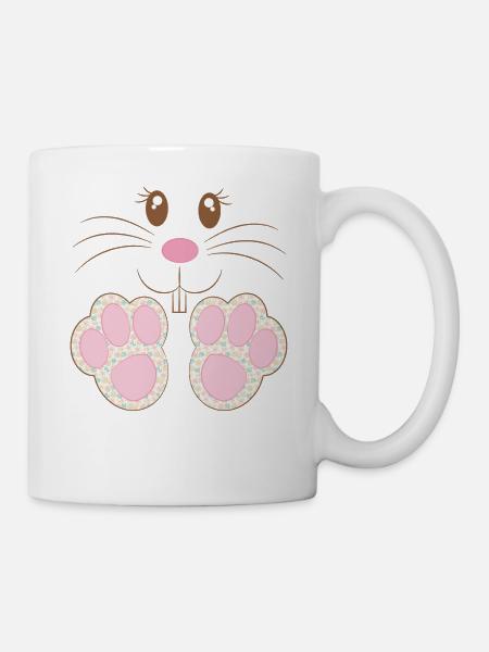 Ostern - Frohe Ostern - Osterhase - Hasenpfote - Tasse - Weiß