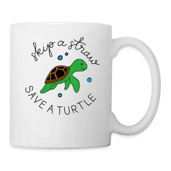 SAUTER UNE PAILLE SAUVER UNE TORTUE - Mug blanc - blanc - Droite