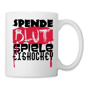 Spende Blut - Spiel Eishockey - Tasse - Weiß - Rechts