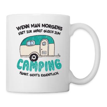 Funny camping holiday travel caravan gift - Mug - white - Right