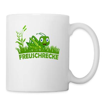 Freuschrecke Grille Grashüpfer jubel freu süß - Tasse - Weiß - Rechts
