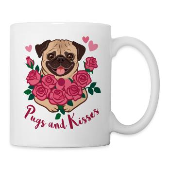 Mops und Küsse | Pugs and kisses - Tasse - Weiß - Rechts