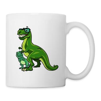 Dinosaurier Dino T-Rex Papa Vater Papi Geschenk - Tasse - Weiß - Rechts