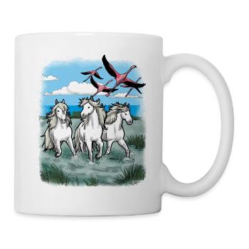 Camargue horses holiday flamingos sea gift - Mug - white - Right
