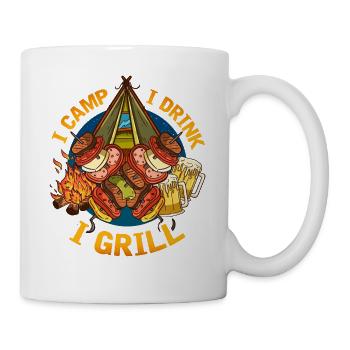 Mens Funny Camping Drinking Grilling Design Avec - Mug blanc - blanc - Droite