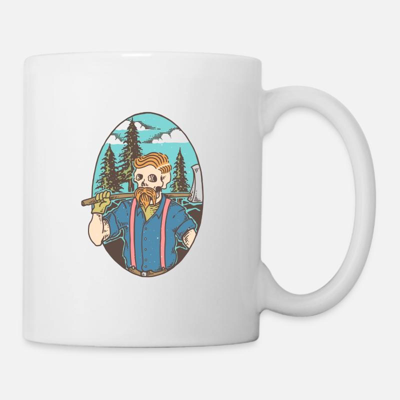 Tshirt Forêt de bûcheron crâne barbu - Mug blanc - blanc