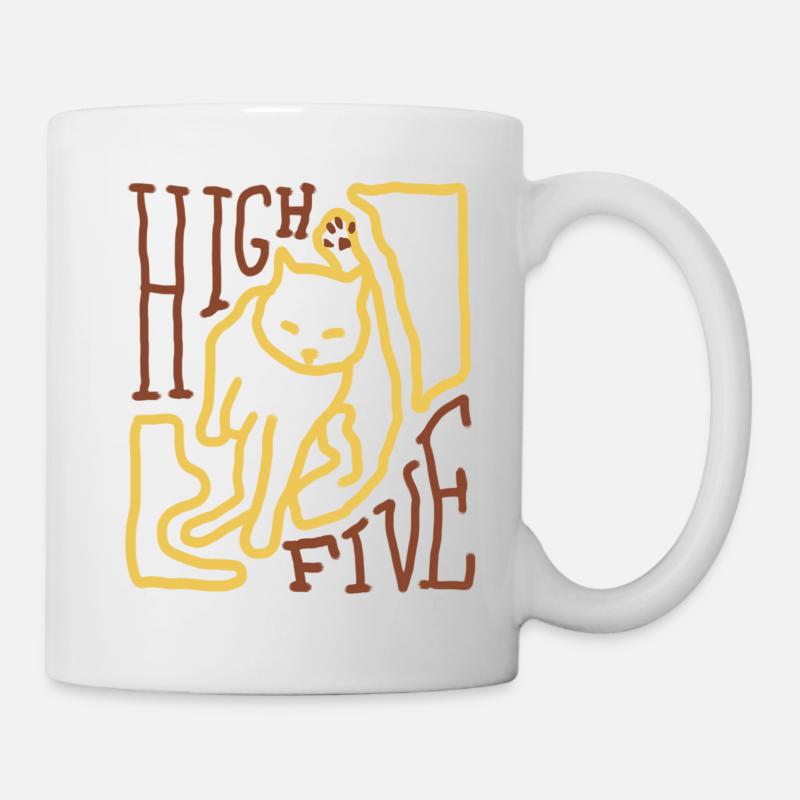 High Five Cat - Tasse - Weiß