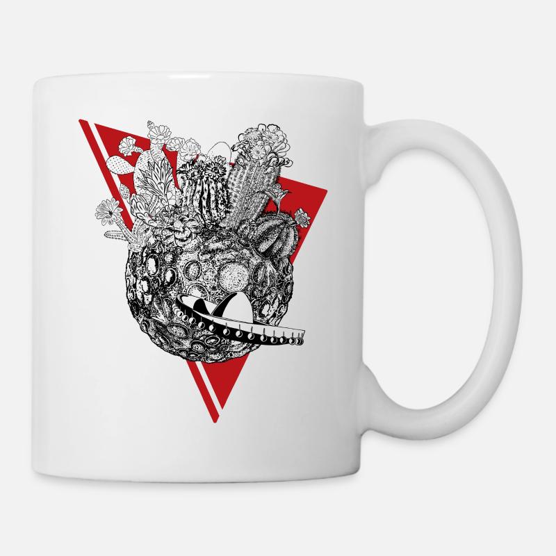 Planète des cactus en noir - Mug blanc - blanc