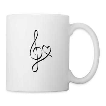 Clef musique coeur chanteur coeur chant - Mug blanc - blanc - Droite