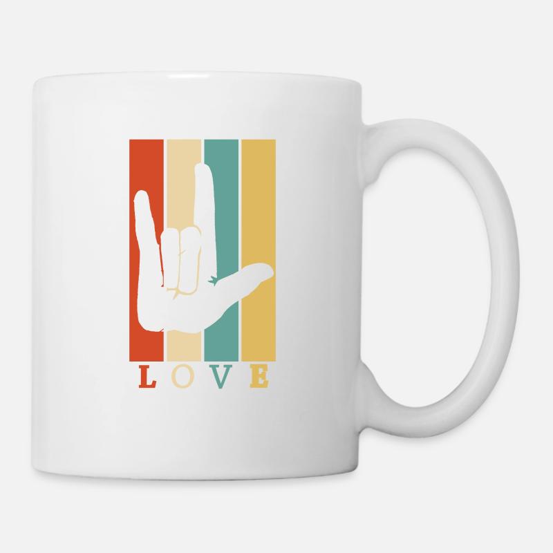 ASL Liebe Vintage Retro - Tasse - Weiß