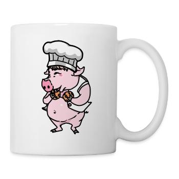 Drôle de cochon Chef Cuisine Art Hobby Chef Manger - Mug blanc - blanc - Droite
