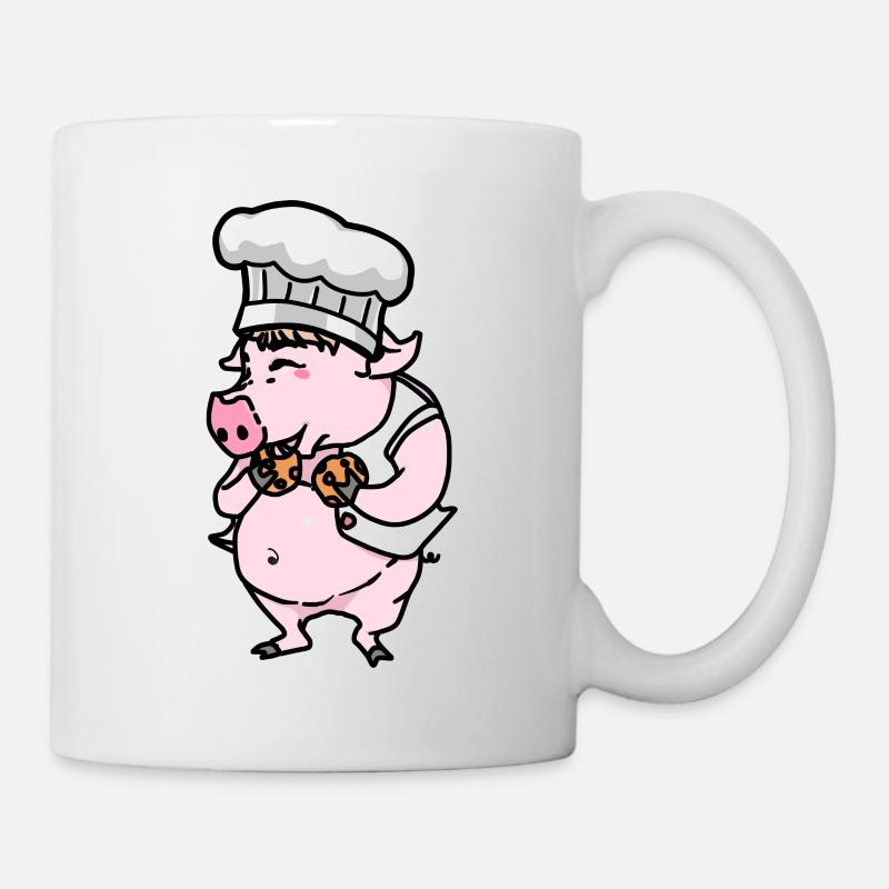 Drôle de cochon Chef Cuisine Art Hobby Chef Manger - Mug blanc - blanc