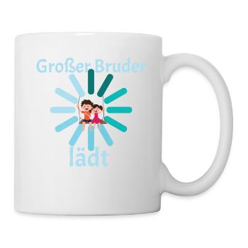 Großer Bruder lädt loading Geburt Kind Schwangersc - Tasse - Weiß - Rechts
