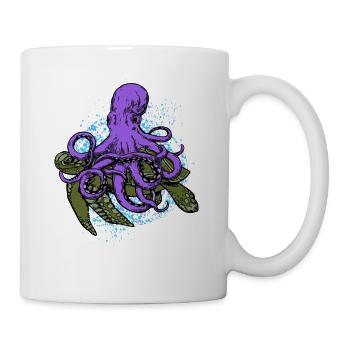 Octopus und die Schildkröte - Tasse - Weiß - Rechts