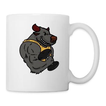 Bodybuilder Taurus Weight Training Lifting Dumbbell Biceps - Mug - white - Right