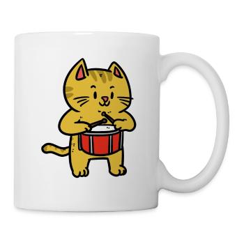 Music Cat Instrument Drum Noise Loud Child - Mug - white - Right