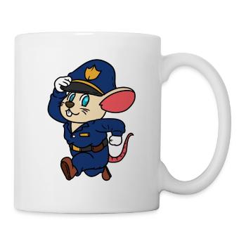 Polizei Maus Comic Polizist Kinder Baby Berufe - Tasse - Weiß - Rechts