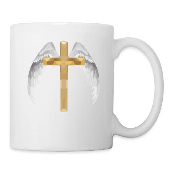 Polygon Kreuz mit Flügel - Tasse - Weiß - Rechts