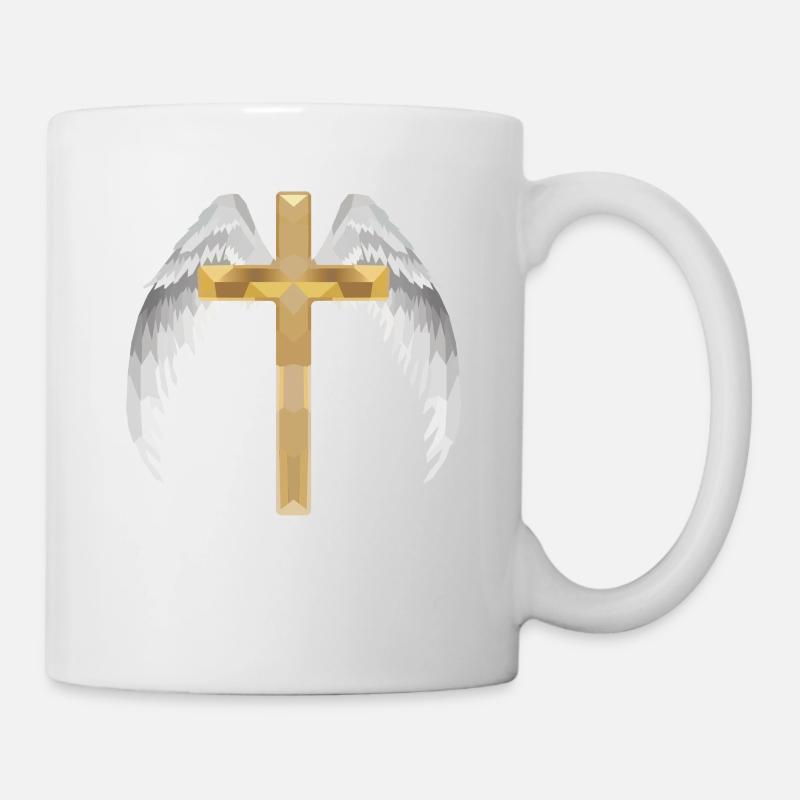 Polygon Kreuz mit Flügel - Tasse - Weiß