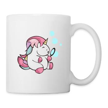 Bulles de savon Licorne soufflant un cadeau d'enfant scintillant - Mug blanc - blanc - Droite